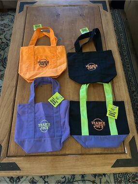 Trader Joe's Mini Tote Bag - Purple, Orange, Black Options